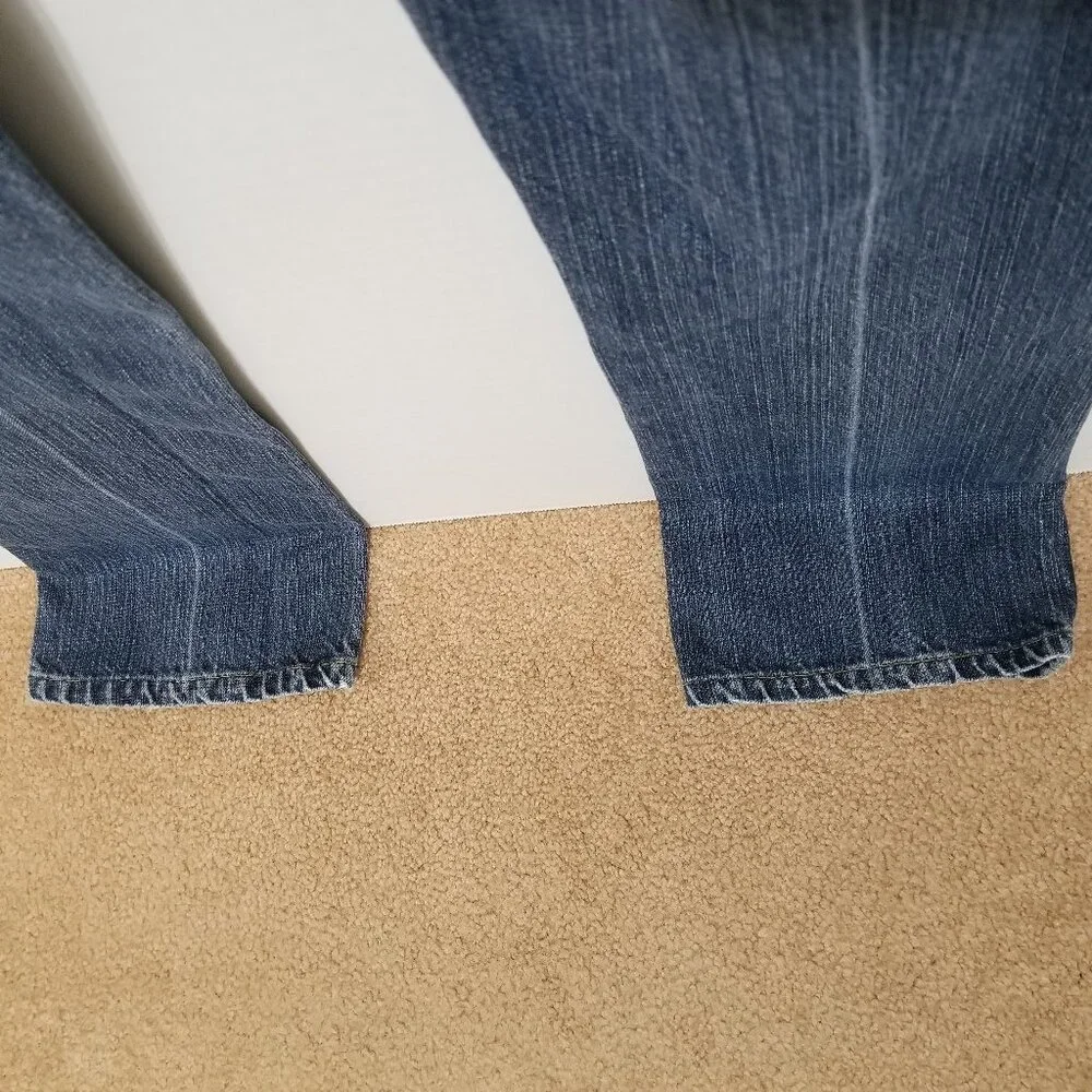 7FAM jeans 26 bootcut lightly distressed low rise 100% cotton denim whiskered - Picture 12 of 15